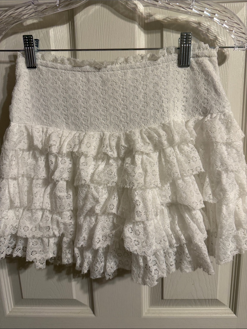 American Eagle Outfitters White Lace Ruffled Mini Skirt